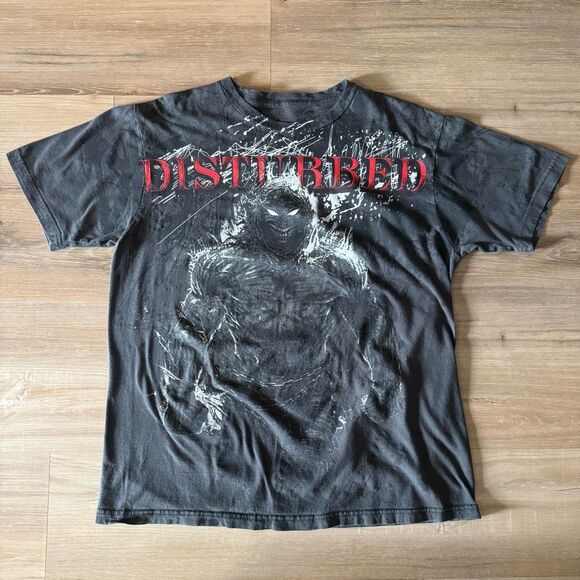 Disturbed Electric Circus Black AOP Shirt Size Large Numetal Goth Official Merch - Picture 1 of 5